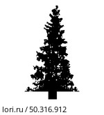 Silhouette fir tree christmas coniferous spruce pine forest evergreen woods conifer black color vector illustration flat style simple image. Silhouette fir tree christmas coniferous spruce pine forest evergreen woods conifer black color vector illustration flat style image. Стоковая иллюстрация, агентство Ingram Publishing / Фотобанк Лори