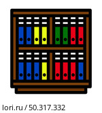 Office Cabinet With Folders Icon. Editable Bold Outline With Color Fill Design. Vector Illustration. Стоковая иллюстрация, агентство Ingram Publishing / Фотобанк Лори