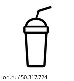 Disposable Soda Cup And Flexible Stick Icon. Editable Bold Outline Design. Vector Illustration. Стоковая иллюстрация, агентство Ingram Publishing / Фотобанк Лори