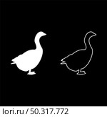 Goose Gosling Geese Anser Gander silhouette white color vector illustration solid outline style simple image. Goose Gosling Geese Anser Gander silhouette white color vector illustration solid outline style image. Стоковая иллюстрация, агентство Ingram Publishing / Фотобанк Лори