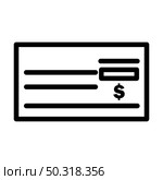 Bank Check Icon. Editable Bold Outline Design. Vector Illustration. Стоковая иллюстрация, агентство Ingram Publishing / Фотобанк Лори