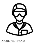 Icon Of Chemist In Eyewear. Editable Bold Outline Design. Vector Illustration. Стоковая иллюстрация, агентство Ingram Publishing / Фотобанк Лори