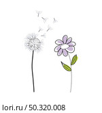 Doodle sketch flower with color fill. Simple design suitable for making greeting cards. Vector illustration. Стоковая иллюстрация, агентство Ingram Publishing / Фотобанк Лори