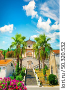 Church of the Blessed Virgin in Prcanj at summer. Стоковое фото, агентство Ingram Publishing / Фотобанк Лори