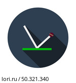 Cricket Ball Trajectory Icon. Flat Circle Stencil Design With Long Shadow. Vector Illustration. Стоковая иллюстрация, агентство Ingram Publishing / Фотобанк Лори