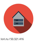 Datacenter Icon. Flat Circle Stencil Design With Long Shadow. Vector Illustration. Стоковая иллюстрация, агентство Ingram Publishing / Фотобанк Лори