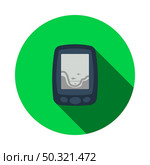 Icon Of Echo Sounder. Flat Circle Stencil Design With Long Shadow. Vector Illustration. Стоковая иллюстрация, агентство Ingram Publishing / Фотобанк Лори