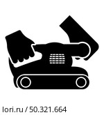 Belt sander in hand holding tool use Arm using circular sheet Electric orbital instrument icon black color vector illustration flat style simple image. Belt sander in hand holding tool use Arm using circular sheet Electric orbital instrument icon black color vector illustration flat style image. Стоковая иллюстрация, агентство Ingram Publishing / Фотобанк Лори