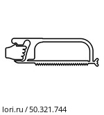Hacksaw for metal in hand Saw tool Cutting contour outline icon black color vector illustration flat style simple image. Hacksaw for metal in hand Saw tool Cutting contour outline icon black color vector illustration flat style image. Стоковая иллюстрация, агентство Ingram Publishing / Фотобанк Лори