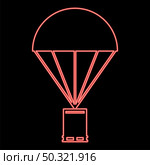 Neon parachute with cargo red color vector illustration flat style light image. Neon parachute with cargo red color vector illustration flat style image. Стоковая иллюстрация, агентство Ingram Publishing / Фотобанк Лори