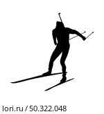 Biathlon silhouette. High detailed smooth black silhouettes of biathlon athletes. Vector Illustration. Стоковая иллюстрация, агентство Ingram Publishing / Фотобанк Лори