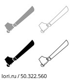 Machete in hand in use Arm Big knife set icon grey black color vector illustration flat style simple image. Machete in hand in use Arm Big knife set icon grey black color vector illustration flat style image. Стоковая иллюстрация, агентство Ingram Publishing / Фотобанк Лори