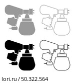Spray gun holding in hand Sprayer using Arm use tool atomizer pulverizer set icon grey black color vector illustration flat style simple image. Spray gun holding in hand Sprayer using Arm use tool atomizer pulverizer set icon grey black color vector illustration flat style image. Стоковая иллюстрация, агентство Ingram Publishing / Фотобанк Лори