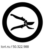 Secateur garden pruner pruning shears Clippers Hand scissors Manual cutting icon in circle round black color vector illustration solid outline style simple image. Secateur garden pruner pruning shears Clippers Hand scissors Manual cutting icon in circle round black color vector illustration solid outline style image. Стоковая иллюстрация, агентство Ingram Publishing / Фотобанк Лори