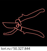 Neon secateur red color vector illustration flat style light image. Neon secateur red color vector illustration flat style image. Стоковая иллюстрация, агентство Ingram Publishing / Фотобанк Лори