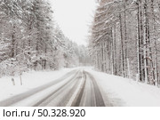 winter road clod forest. High resolution photo. winter road clod forest. High quality photo. Стоковое фото, агентство Ingram Publishing / Фотобанк Лори
