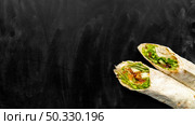 top view burritos with copy space. High resolution photo. top view burritos with copy space. High quality photo. Стоковое фото, агентство Ingram Publishing / Фотобанк Лори