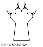Paw with claw cat contour outline icon black color vector illustration flat style simple image. Paw with claw cat contour outline icon black color vector illustration flat style image. Стоковая иллюстрация, агентство Ingram Publishing / Фотобанк Лори
