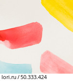 different yellow red blue brush stroke watercolor white background. Стоковое фото, агентство Ingram Publishing / Фотобанк Лори