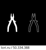 Pliers tool icon white color vector illustration flat style simple image set. Pliers tool icon white color vector illustration flat style image set. Стоковая иллюстрация, агентство Ingram Publishing / Фотобанк Лори