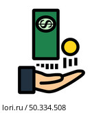Cash Back To Hand Icon. Editable Bold Outline With Color Fill Design. Vector Illustration. Стоковая иллюстрация, агентство Ingram Publishing / Фотобанк Лори
