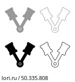 Pistons of engine two items with rods aligned for car crankshaft cylinder camshaft set icon grey black color vector illustration image simple flat style solid fill outline contour line thin. Pistons of engine two items with rods aligned for car crankshaft cylinder camshaft set icon grey black color vector illustration image flat style solid fill outline contour line thin. Стоковая иллюстрация, агентство Ingram Publishing / Фотобанк Лори