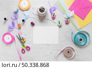 scrapbooking cards with decorative elements white textured backdrop. Стоковое фото, агентство Ingram Publishing / Фотобанк Лори