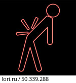 Neon man a with sick back . backache red color vector illustration image flat style light. Neon man a with sick back . backache red color vector illustration image flat style. Стоковая иллюстрация, агентство Ingram Publishing / Фотобанк Лори