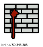 Blood On Brick Wall Icon. Editable Bold Outline With Color Fill Design. Vector Illustration. Стоковая иллюстрация, агентство Ingram Publishing / Фотобанк Лори