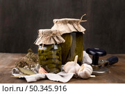 pickle jars arrangement. Стоковое фото, агентство Ingram Publishing / Фотобанк Лори