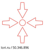 Neon four arrows point show to dot red color vector illustration image flat style light. Neon four arrows point show to dot red color vector illustration image flat style. Стоковая иллюстрация, агентство Ingram Publishing / Фотобанк Лори