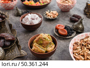turkish dessert baklava with pistachio nuts ramadan. Стоковое фото, агентство Ingram Publishing / Фотобанк Лори