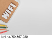 top view wifi spelled bulletin board. Стоковое фото, агентство Ingram Publishing / Фотобанк Лори