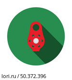 Alpinist Pulley Icon. Flat Circle Stencil Design With Long Shadow. Vector Illustration. Стоковая иллюстрация, агентство Ingram Publishing / Фотобанк Лори