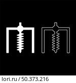 Installation for drilling rig symbol mining bore hole digger earth auger geodetic work set icon white color vector illustration image simple solid fill outline contour line thin flat style. Installation for drilling rig symbol mining bore hole digger earth auger geodetic work set icon white color vector illustration image solid fill outline contour line thin flat style. Стоковая иллюстрация, агентство Ingram Publishing / Фотобанк Лори