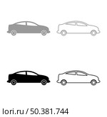 Car sedan set icon grey black color vector illustration image simple solid fill outline contour line thin flat style. Car sedan set icon grey black color vector illustration image solid fill outline contour line thin flat style. Стоковая иллюстрация, агентство Ingram Publishing / Фотобанк Лори