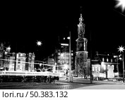Beautiful night view of Amsterdam center with lights in motion blur. Стоковое фото, агентство Ingram Publishing / Фотобанк Лори