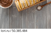 top view alfajores cookies with copy space. Стоковое фото, агентство Ingram Publishing / Фотобанк Лори