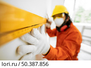 portrait man with safety protection equipment. Стоковое фото, агентство Ingram Publishing / Фотобанк Лори