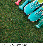 diagonally placed training shoes. Стоковое фото, агентство Ingram Publishing / Фотобанк Лори