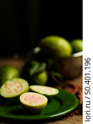 close up guava fruits plate. Стоковое фото, агентство Ingram Publishing / Фотобанк Лори