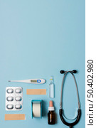 top view health still life arrangement with copy space 2. Стоковое фото, агентство Ingram Publishing / Фотобанк Лори