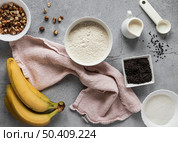 flat lay food ingredients with bananas 2. Стоковое фото, агентство Ingram Publishing / Фотобанк Лори