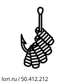 Icon Of Worm On Hook. Bold outline design with editable stroke width. Vector Illustration. Стоковая иллюстрация, агентство Ingram Publishing / Фотобанк Лори
