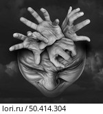 Anxiety disorder and psychological stress as human feelings of fear and mental suffering or nervousness and the feeling of  panic and anxiousness representing extreme worry in a 3D illustration style. . Стоковое фото, агентство Ingram Publishing / Фотобанк Лори