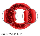 Hypertension And High Blood pressure as a medical diagram concept with a normal and abnormal hypertensive blood cell flow and human circulation in an artery as a 3D illustration isolated on white. Стоковое фото, агентство Ingram Publishing / Фотобанк Лори