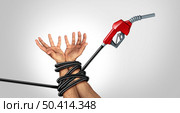 Pain at the gas pump and economic challenge or rising fuel prices and oil increase fuel concept or painful increasing crude petroleum and fossil energy with 3D illustration elements. Стоковое фото, агентство Ingram Publishing / Фотобанк Лори