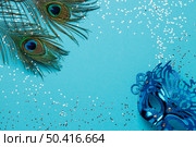 top view carnival mask with glitter feathers. Стоковое фото, агентство Ingram Publishing / Фотобанк Лори