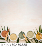 flat lay bowls with assortment powders copy space. Стоковое фото, агентство Ingram Publishing / Фотобанк Лори
