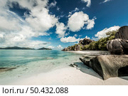 Beautiful beach Anse Source D’argent in La Digue, Seychelles. Стоковое фото, агентство Ingram Publishing / Фотобанк Лори